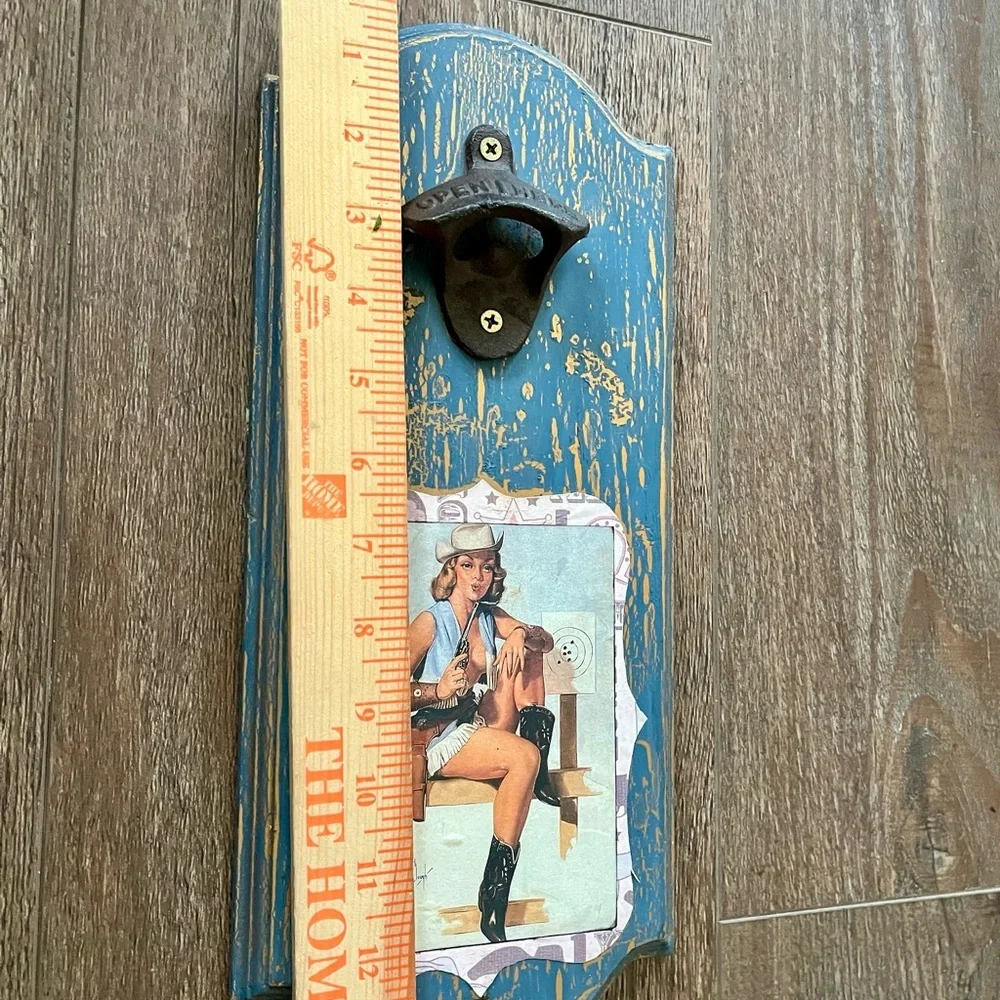 Vintage Blue Wall Mounted Bottle Opener
